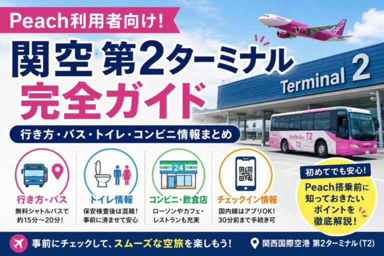 【関空第2ターミナル完全ガイド】Peach利用者向け｜行き方・バス・トイレ・コンビニ情報まとめ