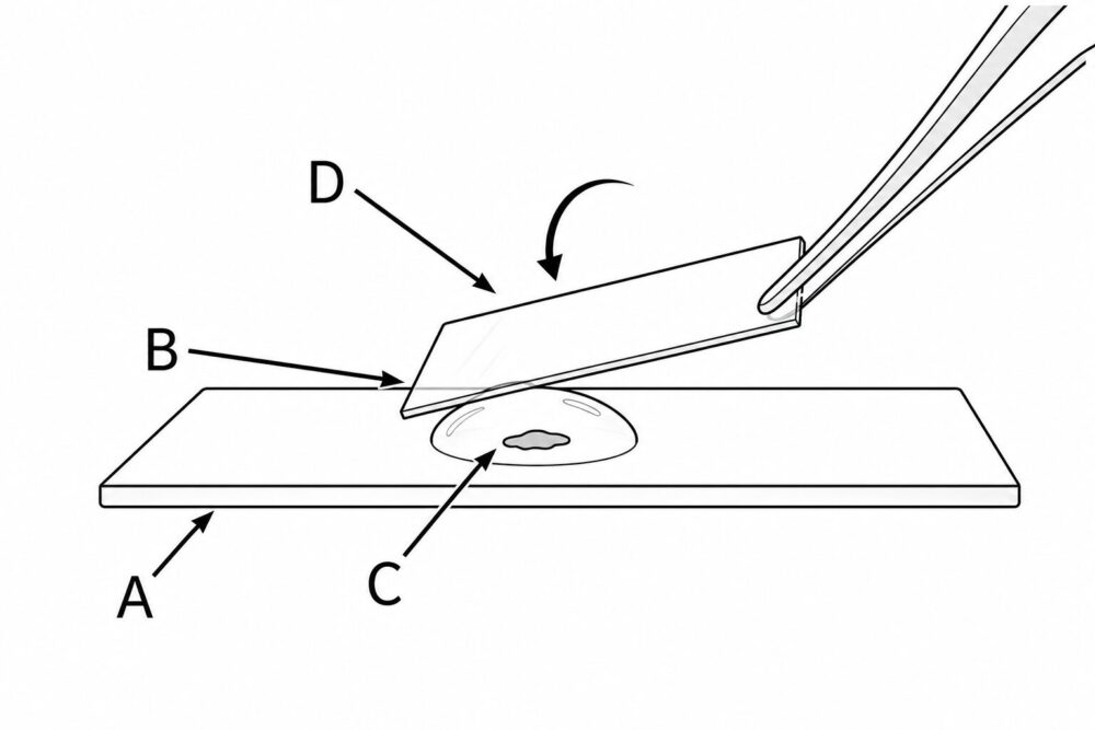 プレパラートの作り方を答える問題の図