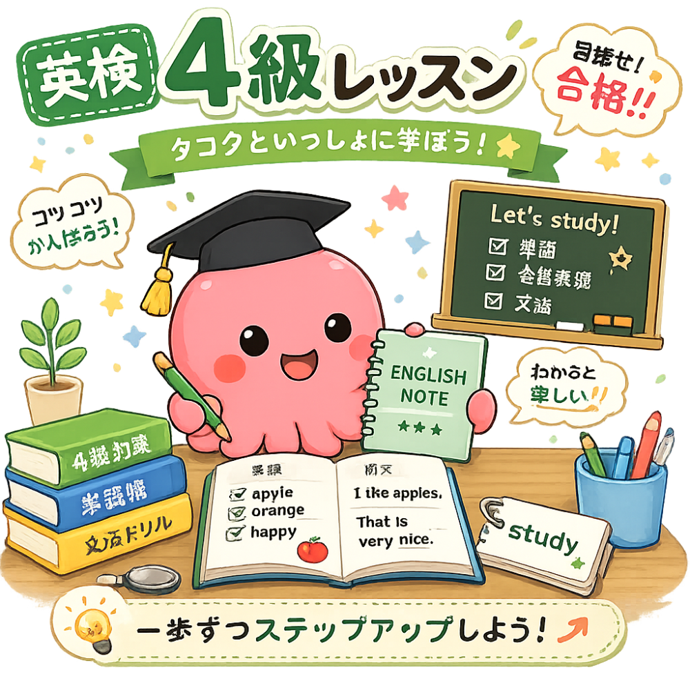 英検4級を学ぶタコタ