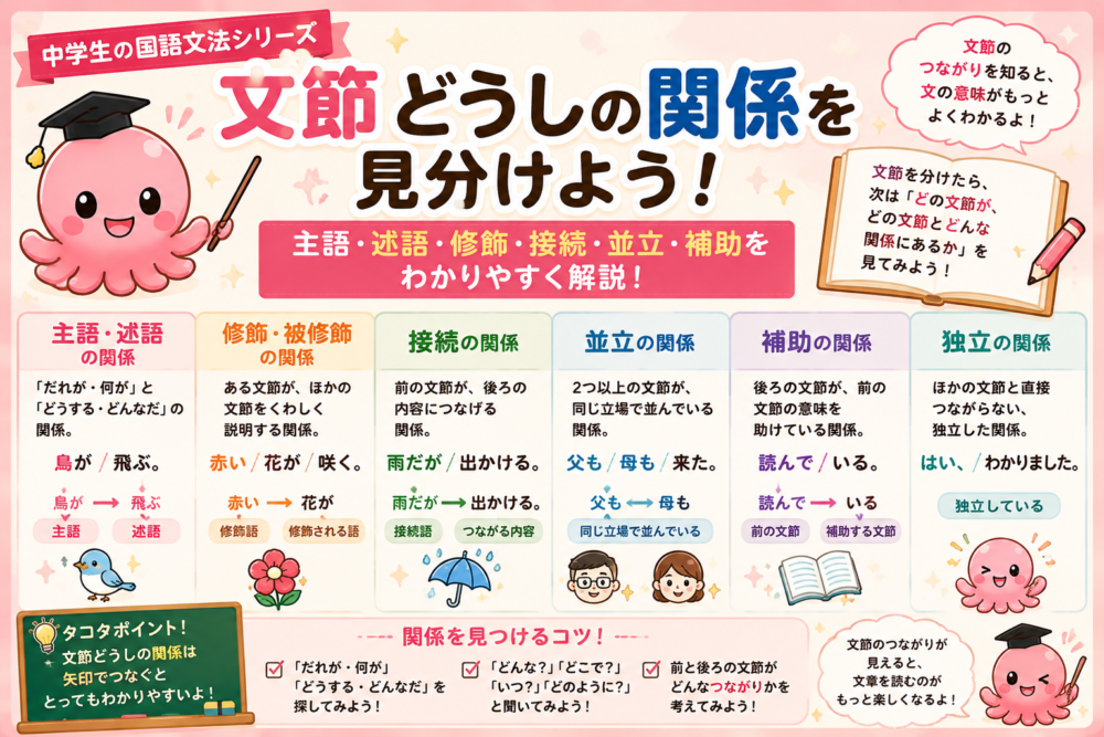 文節どうしの6つの関係まとめ図解