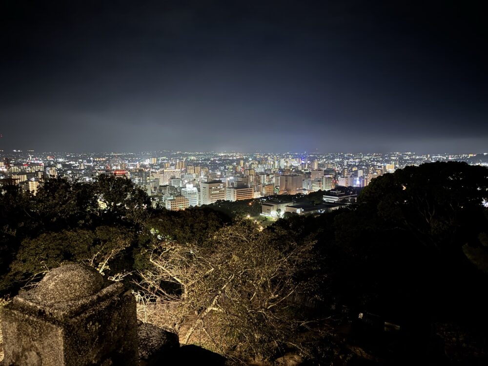 松山城本丸付近から見た松山市の夜景